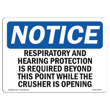 Signmission OSHA Sign, Respiratory & Hearing Protection Required, 5in X 3.5in, 5" W, 3.5" H, Lndscp, PK10 OS-NS-D-35-L-18059-10PK
